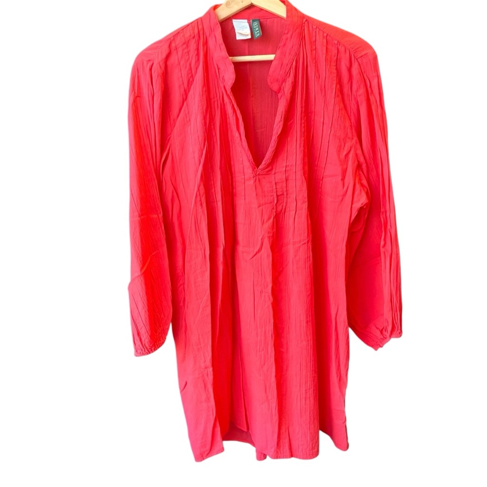 Lauren Ralph Lauren Red Pink Dress Coverup Women Lightweight Beach Size Large - Picture 2 of 11